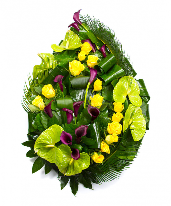 Coroana cale negre, anthurium, trandafiri – imaginea 1