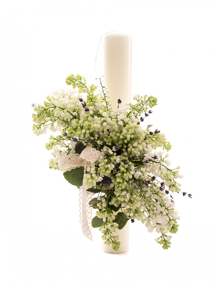 Lumanare nunta vintage cu liliac – imaginea 2