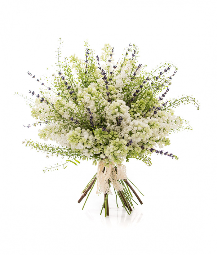 Buchet mireasa liliac si levantica – imaginea 1
