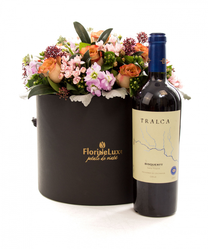 Cutie cu flori capuccino mix si vin Tralca – imaginea 1