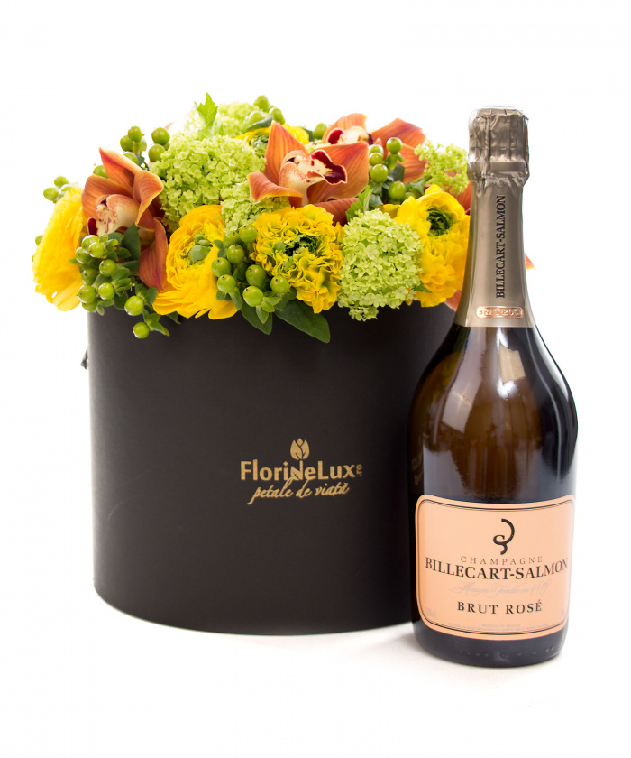 Cutie cu flori solare si sampanie Billecart Salmon – imaginea 1
