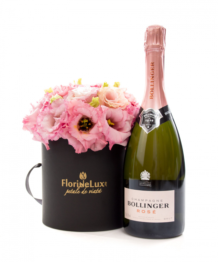 Cutie rafinata cu lisianthus si sampanie Bollinger – imaginea 1