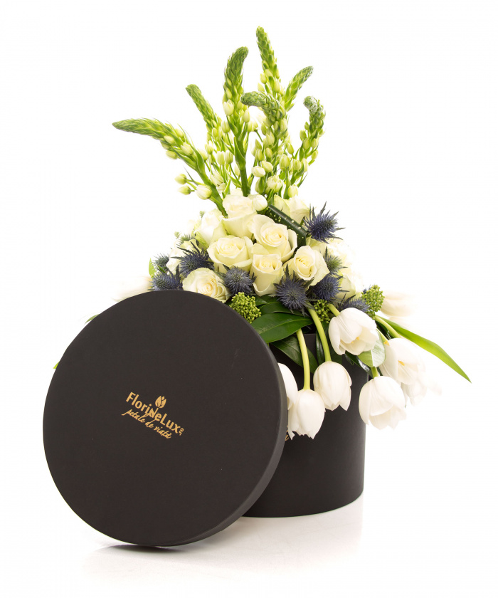 Cutie de lux cu aranjament business si Bollinger Rose – imaginea 2