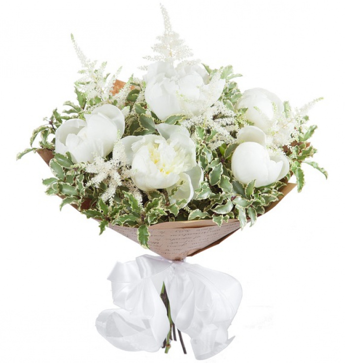 Buchet 9 bujori albi – imaginea 1