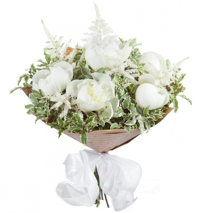 Buchet 9 bujori albi