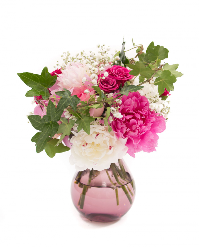 Buchet victorian cu bujori si trandafiri – imaginea 1