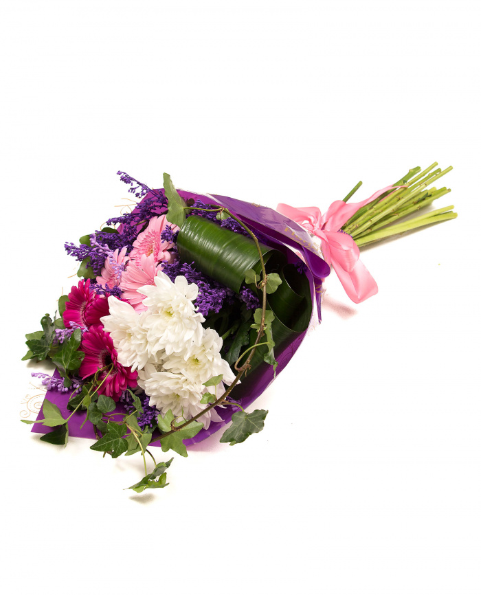Crizanteme, gerbera si iedera – imaginea 1