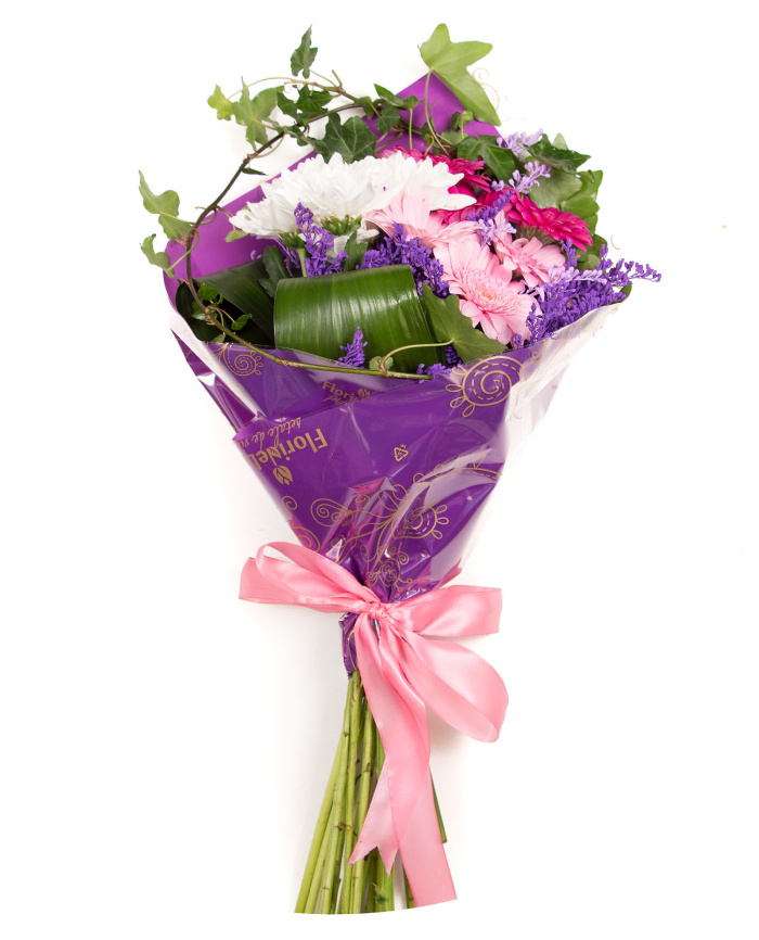 Crizanteme, gerbera si iedera – imaginea 2