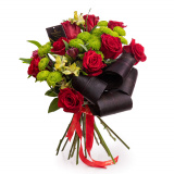 Buchet trandafiri, alstroemeria, santini – Premium