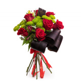 Buchet trandafiri, alstroemeria, santini – Floridelux