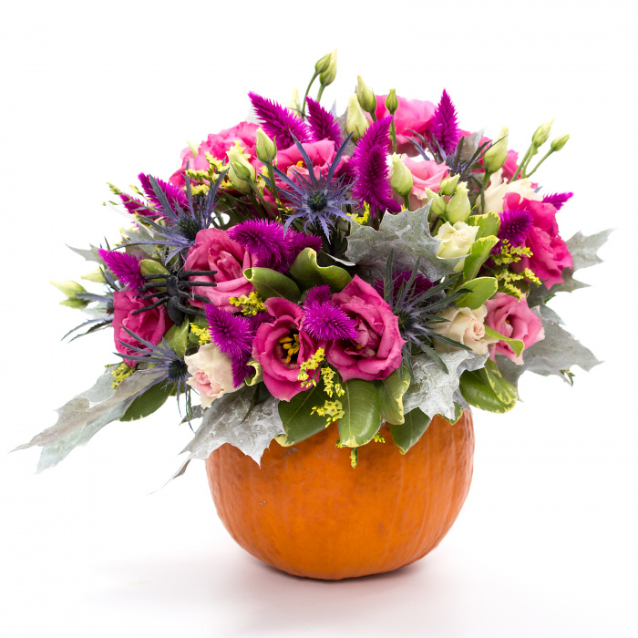 Dovleac cu flori lisianthus roz – imaginea 1