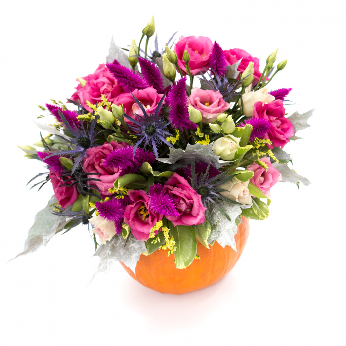 Dovleac cu flori lisianthus roz – imaginea 3
