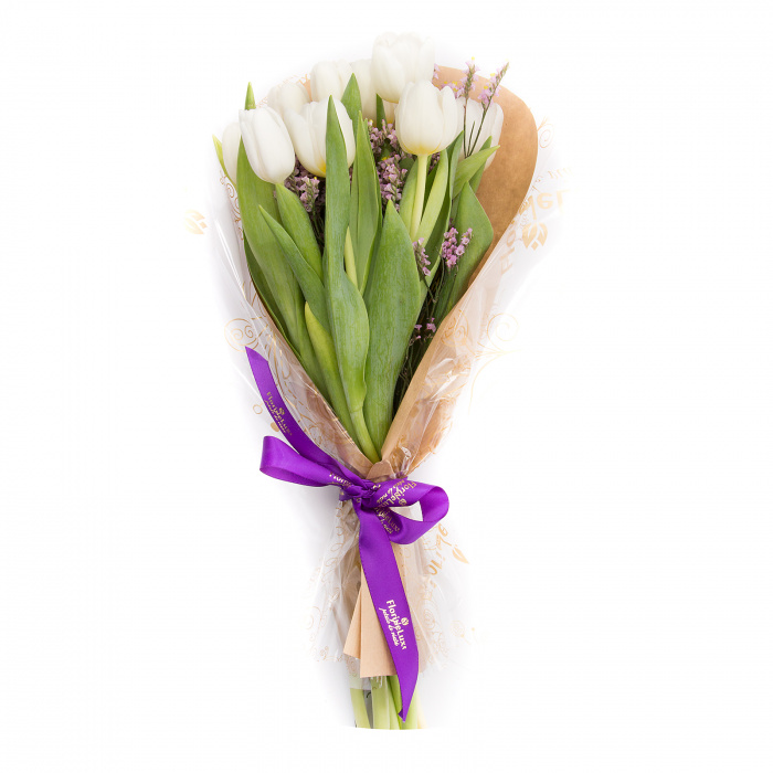 Buchet 9 lalele albe