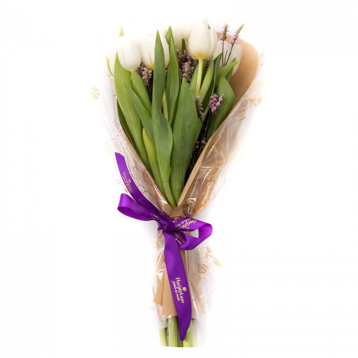 7 lalele albe in buchet – imaginea 1