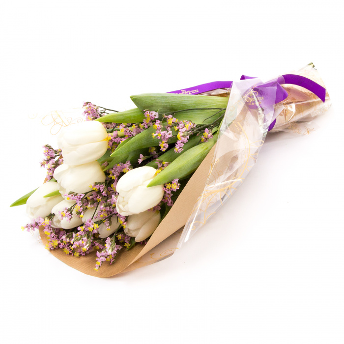 7 lalele albe in buchet – imaginea 2