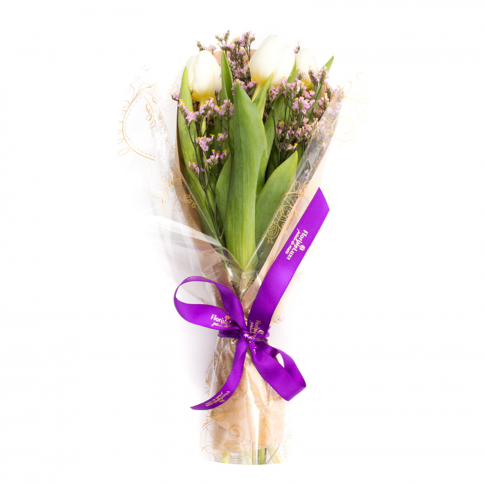 Buchet 5 lalele albe