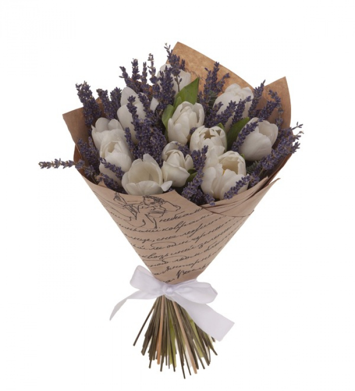 15 lalele albe in buchet