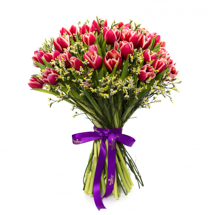 Buchet de 39 lalele roz – imaginea 1