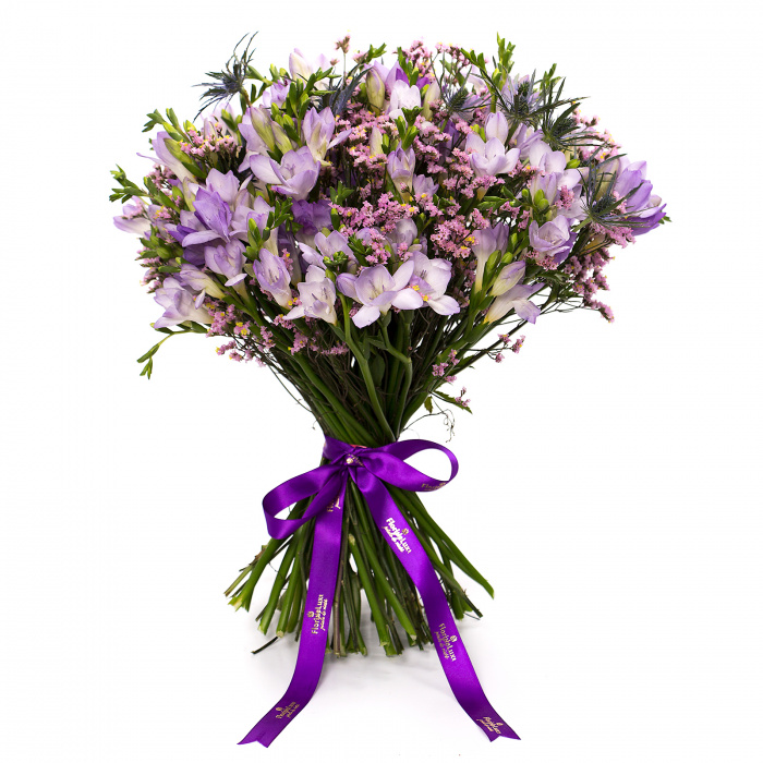 Buchet cu 35 frezii lila – imaginea 1