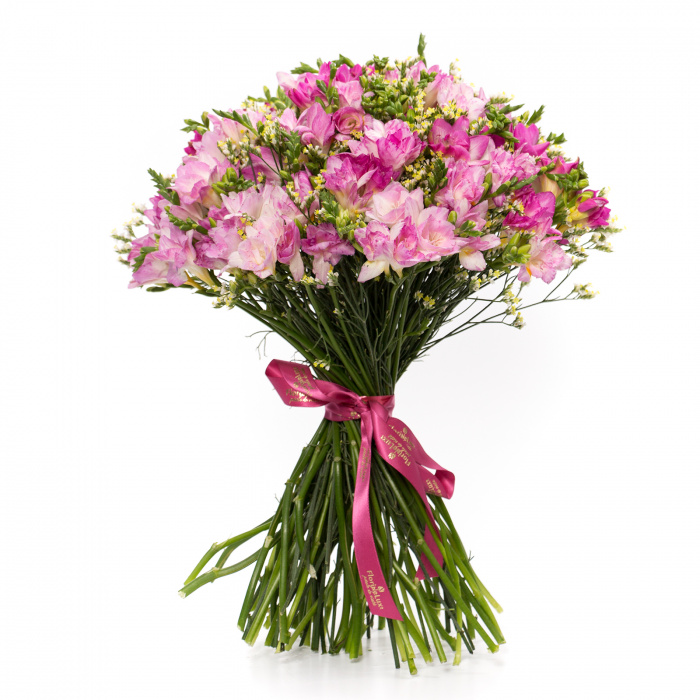 29 frezii roz in buchet – imaginea 1
