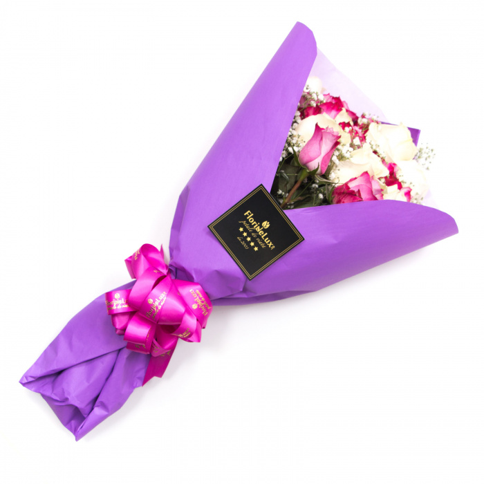 Buchet trandafiri roz si albi – imaginea 1