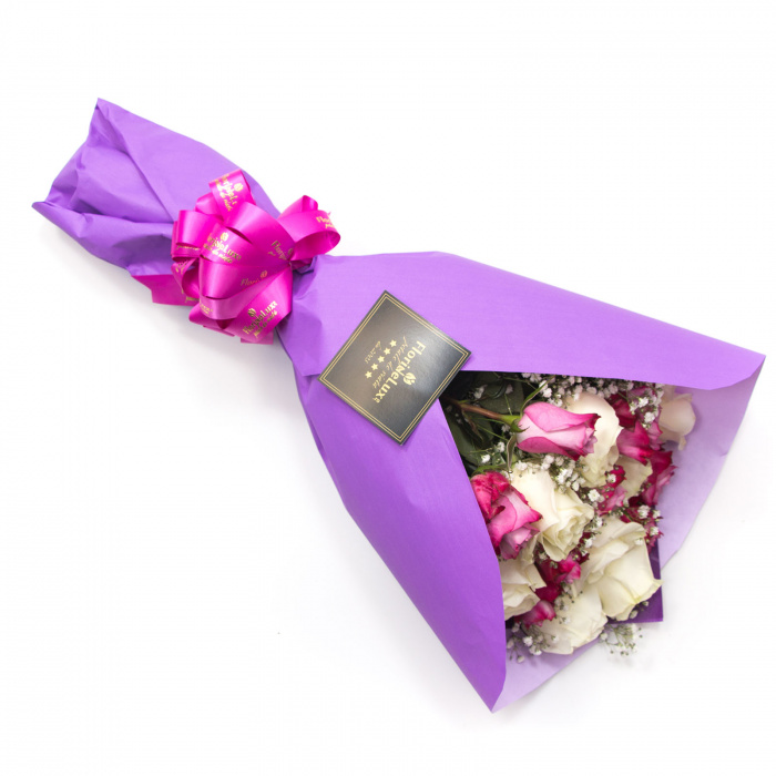 Buchet trandafiri roz si albi – imaginea 3