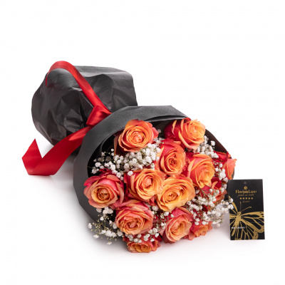 Buchet trandafiri portocalii Burning Love