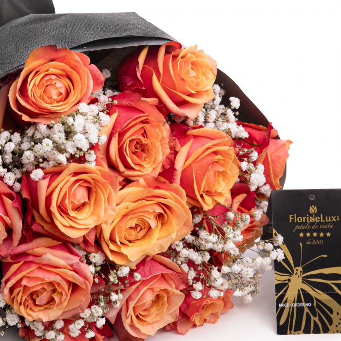 Buchet trandafiri portocalii Burning Love – imaginea 2