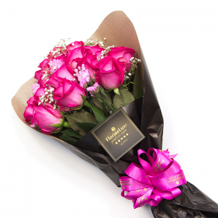 Buchet perle roz, trandafiri cyclam – imaginea 2