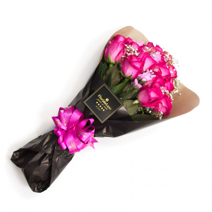 Buchet perle roz, trandafiri cyclam – imaginea 3