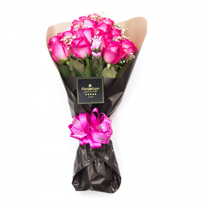Buchet perle roz, trandafiri cyclam – imaginea 4