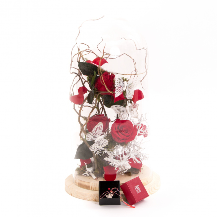 Trandafiri criogenati primavara si martisor argint – imaginea 1