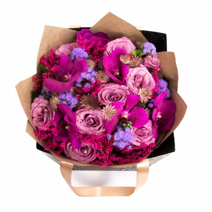 Buchet flori trandafiri si orhidee – imaginea 3