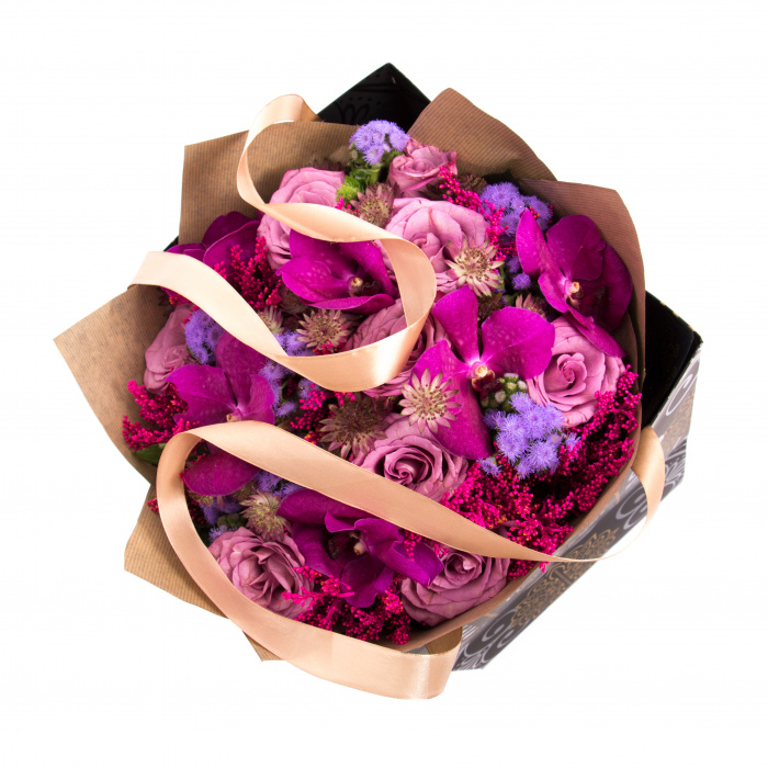 Buchet flori trandafiri si orhidee – imaginea 4