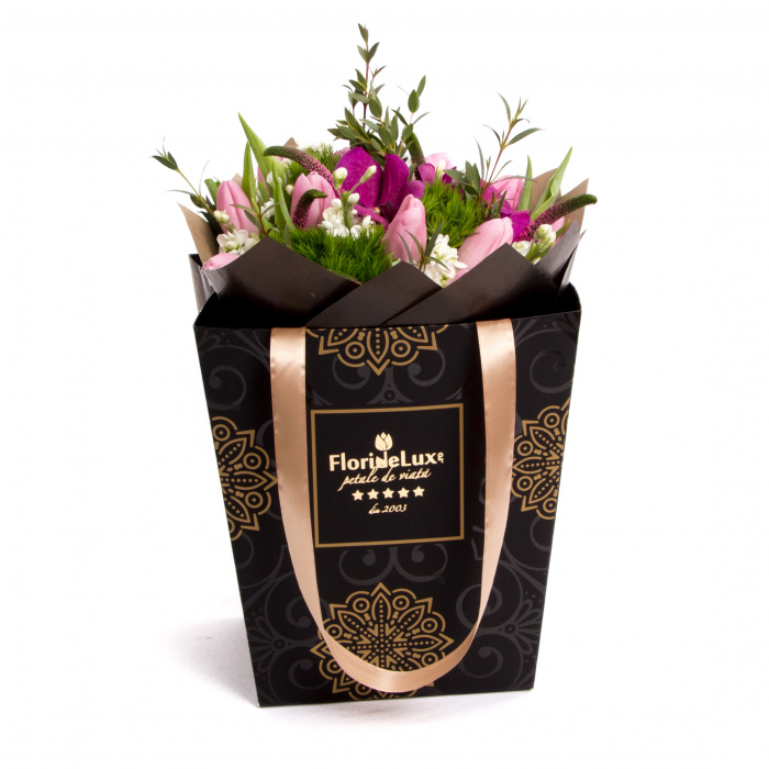 Buchet lalele pastelate si martisor argint – imaginea 4