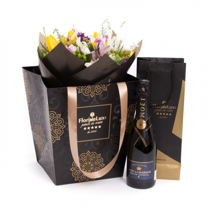 Buchet fresh de primavara si sampanie – imaginea 1