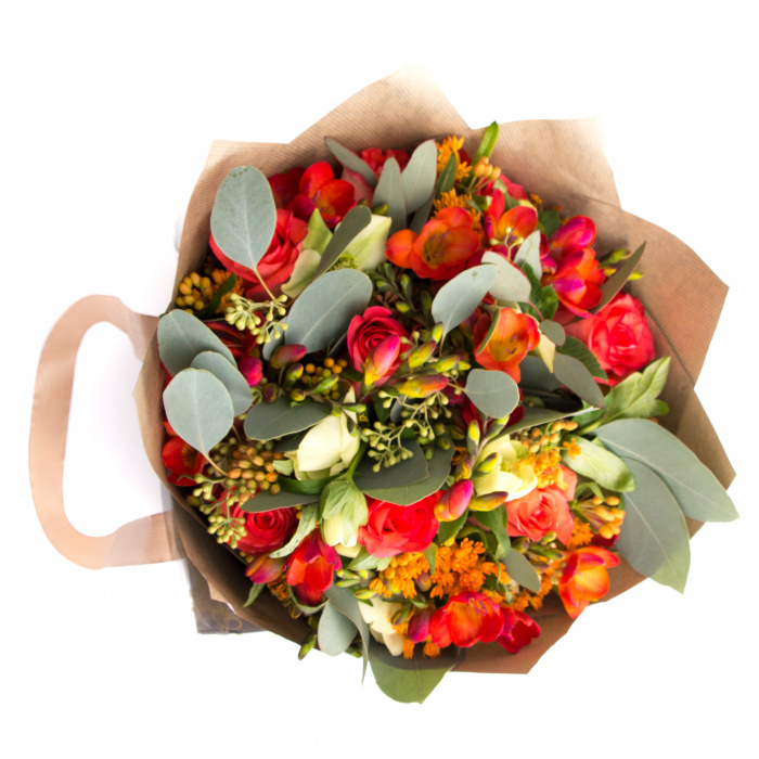 Frezii parfumate de primavara si martisor argint