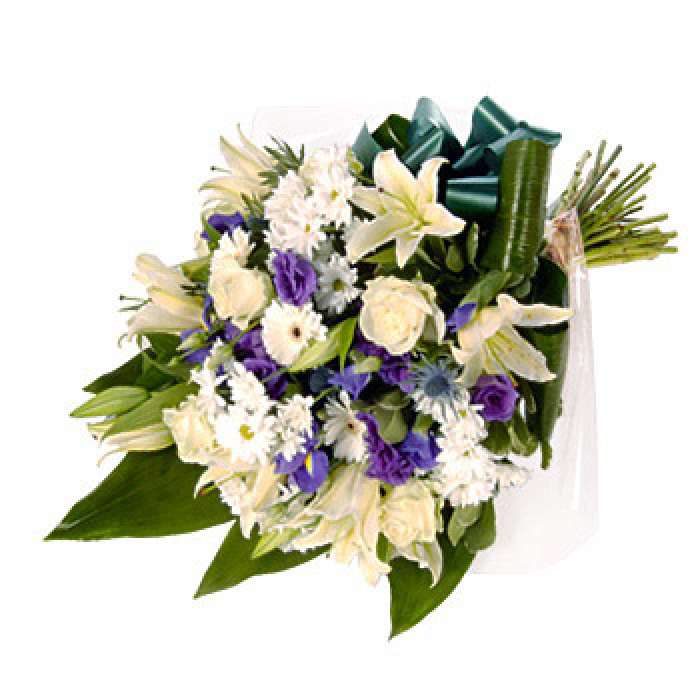 Buchet funerar crini, irisi si crizanteme