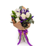 Buchet trandafiri albi si iris – Standard
