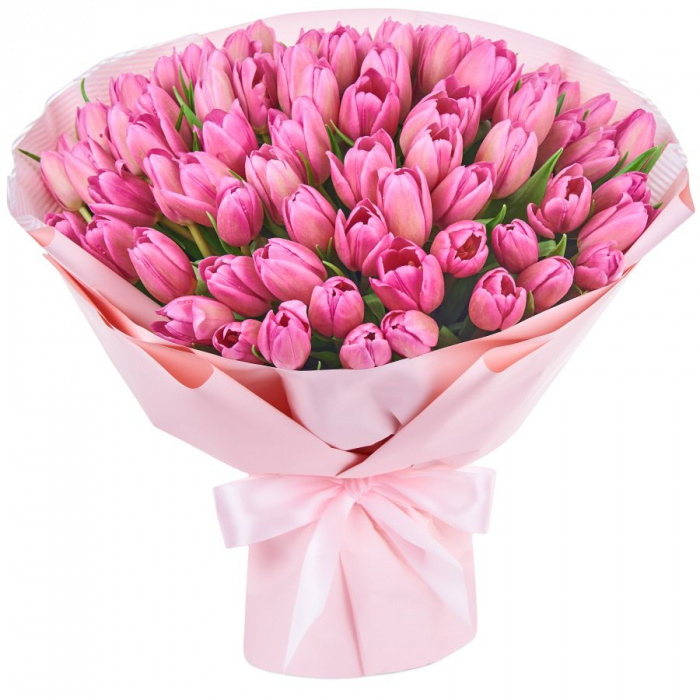 Buchet 99 lalele roz – imaginea 1