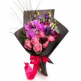 Buchet trandafiri, orhidee, eustoma si alstroemeria – Floridelux