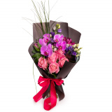 Buchet trandafiri, orhidee, eustoma si alstroemeria – Standard