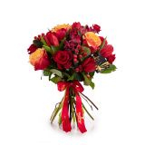 Trandafiri rosii si lalele ca focul in buchet – Standard