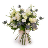 Buchet unic cu trandafiri si eryngium – Standard