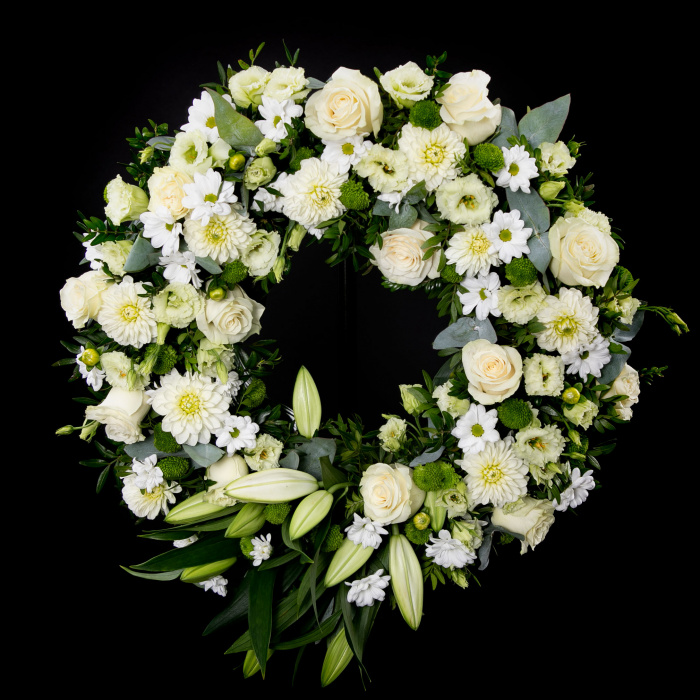 Coroana funerara Sincere regrete!-Mica- 50 cm