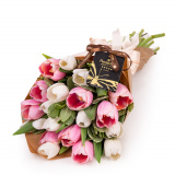 Buchet cu lalele Finete roz – Premium