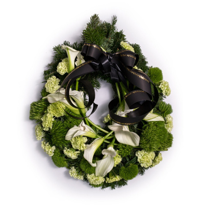 Jerba funerara de lux cu cale si garoafe verzi