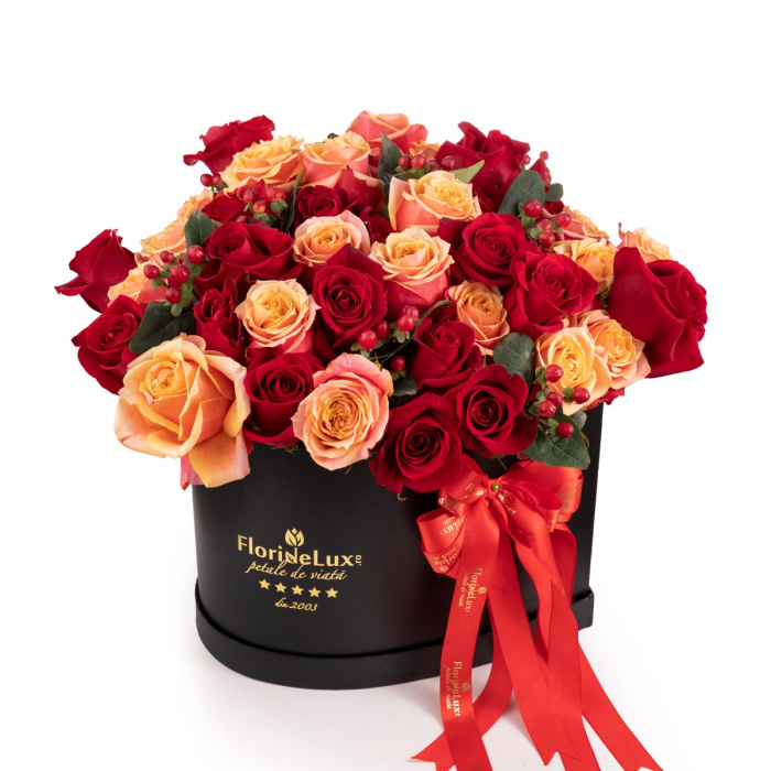 Cutie inima cu trandafiri Cherry Brandy – imaginea 1