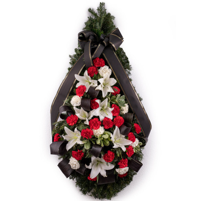 Coroana Funerara cu crini si garoafe
