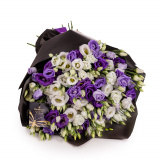 Buchet cu lisianthus alb si mov – Premium